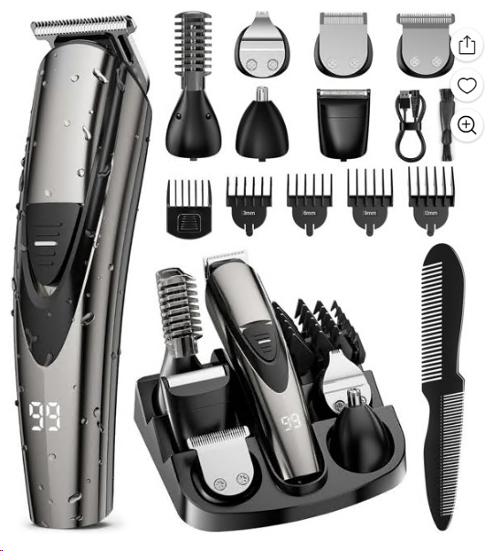 Electric Beard Trimmer for Men: 16-in-1 Professional Barber Hair Clippers - Cordless Grooming Kit