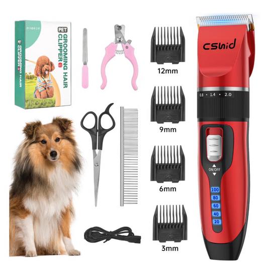 Dog Hair Clippers, Professional LED Display Dog Grooming Kit, Cordless Quiet Pets Clippers Hair Trimmer, Low Noise Dog Shaver Clipper with 4 Comb Guides, 5 Size Fine Tuning Knob for Thick Coats Cats