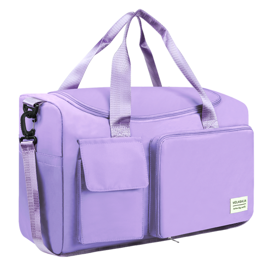 CSD02TDGB0316PPDuffel Bag for Women, Foldable Weekender Overnight Bag with Shoe Compartment, Waterproof Travel Bag with Toiletry Bag for Hospital Holdalls, Purple