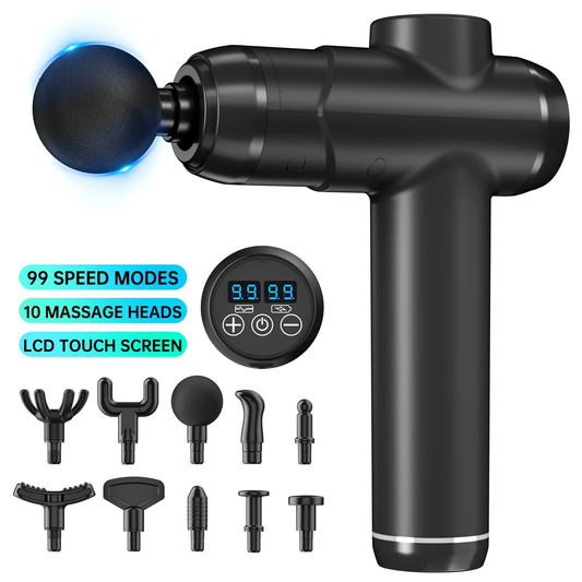 CSD01MGWB6608BK  Massage Gun, Deep Tissue Back Massage for Athletes for Pain Relief, Percussion Massager with 10 Massages Heads & Silent Brushless Motor, Black