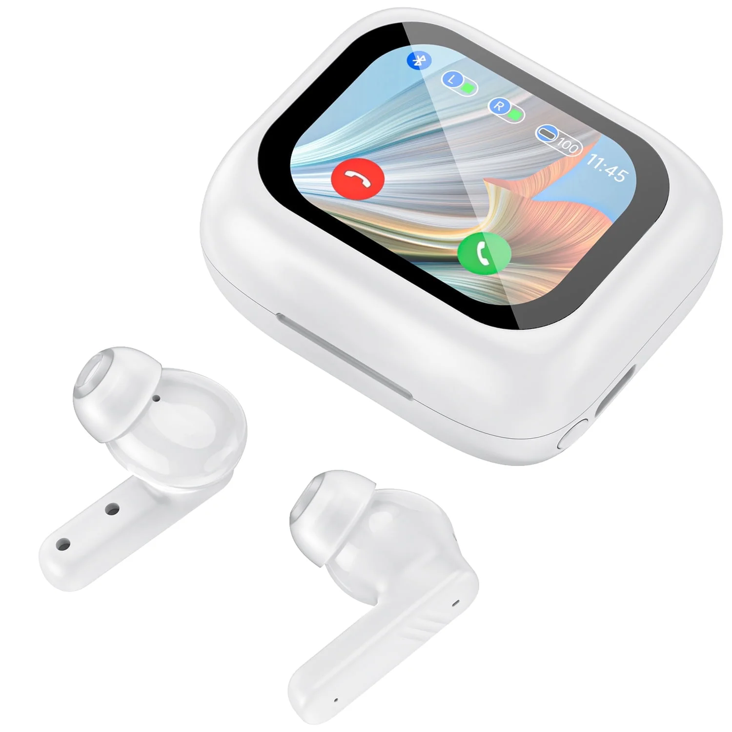 Noise Cancelling Earbuds, Smart Touch Screen with ANC, Wireless Earphone for iPhone Android TWS Earbuds, Sports Workout Gym Running In Ear Headphones, WhiteCSD02LX10BTE0WH