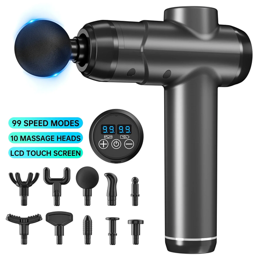 CSD01MGA20000GY  Massage Gun, Deep Tissue Back Massager for Pain Relief, Impact Massager Gun with 10 Massage Heads, Silent Brushless Motor, Gray