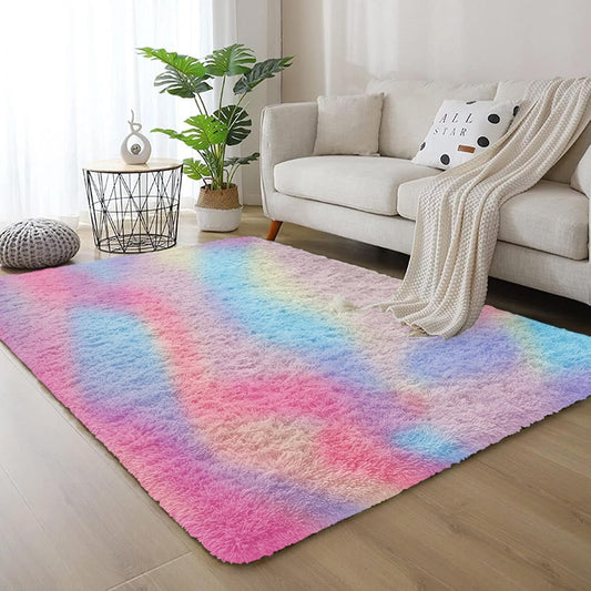 CSD01CSAR0406RB Area Rugs for Living Room Bedroom, 4x6 Ultra Soft Comfy Fluffy Thickened Memory-Foam Indoor Carpets, Modern Minimalist Carpet for Teen Adults Apartment Bedroom Home Decor