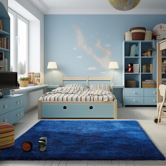 CSD01CSAR0406DBU Area Rugs for Living Room Bedroom, 4x6 Ultra Soft Comfy Fluffy Thickened Memory-Foam Indoor Carpets, Modern Minimalist Carpet for Teen Adults Apartment Bedroom Home Decor, Blue