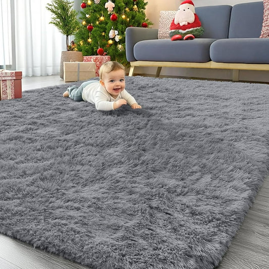 CSD01CSAR0609GY Area Rugs for Living Room Bedroom, 6x9 Ultra Soft Comfy Fluffy Thickened Memory-Foam Indoor Carpets, Modern Minimalist Carpet for Teen Adults Apartment Bedroom Home Decor Gray