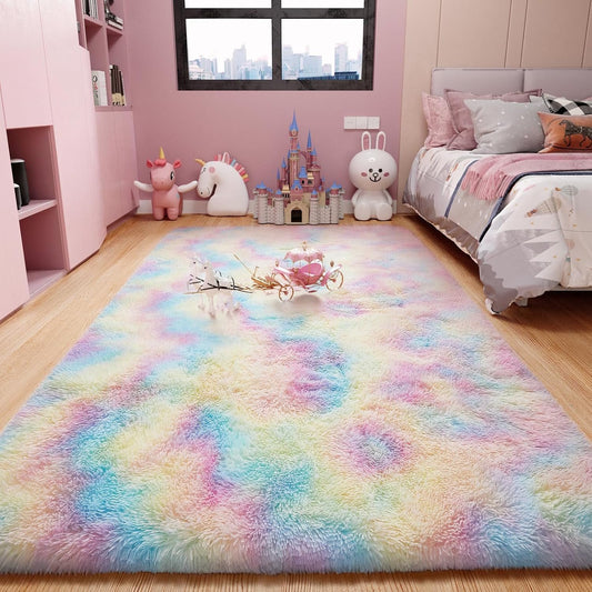 CSD01CSAR0810RB Area Rugs for Living Room Bedroom, 8x10 Ultra Soft Comfy Fluffy Thickened Memory-Foam Indoor Carpets, Modern Minimalist Carpet for Teen Adults Apartment Bedroom Home Decor