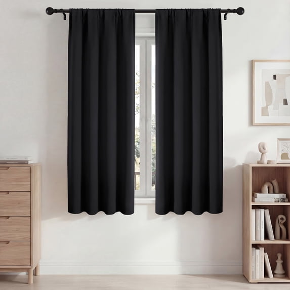 Blackout Curtains, 42x63in Blackout Curtains Set of 2, Room Darkening Rod Pocket Drapes for Bedroom Living Room, Thermal Insulated & Noise Reduction Window Curtains