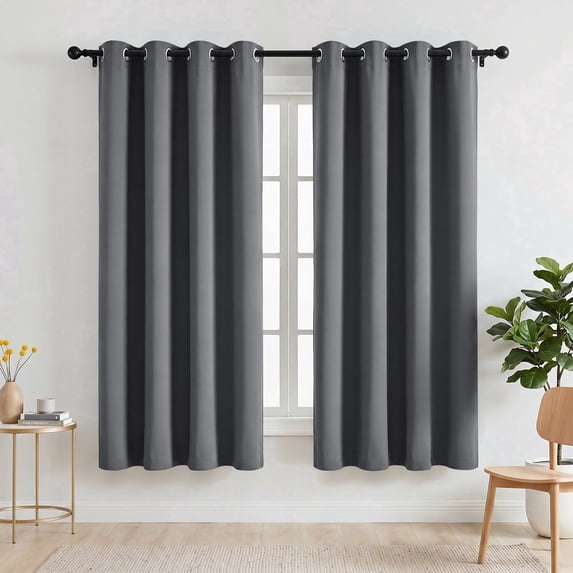 Blackout Curtains, 52 x 72 inch Blackout Curtains Set of 2 Panels, Thermal Insulated Room Darkening Curtains for Bedroom, Privacy Protection & Noise Reducing, Dark Gray