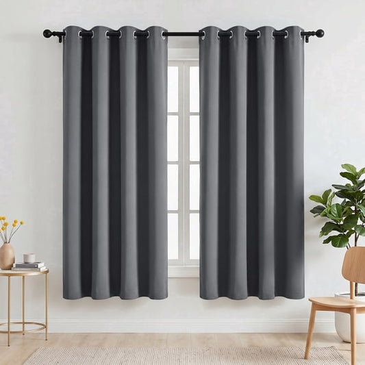 Blackout Curtains, 52 x 72 inch Blackout Curtains Set of 2 Panels, Thermal Insulated Room Darkening Curtains for Bedroom, Privacy Protection & Noise Reducing, Dark Gray