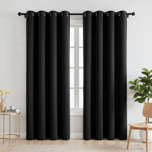 Blackout Curtains, 52 x 84 inch Black Curtains Set of 2 Panels, Thermal Insulated Room Darkening Curtains for Bedroom, Privacy Protection