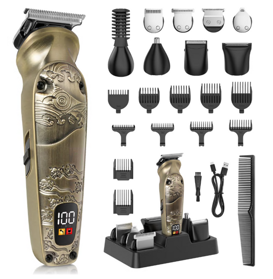 Beard Trimmer Kit for Men, 8 in 1 Waterproof Cordless Hair Clippers and Trimmers Set, Electric Razor Shavers for Men, LED Display, Adjustable Beard Grooming Kit Birthday Gifts for Men
