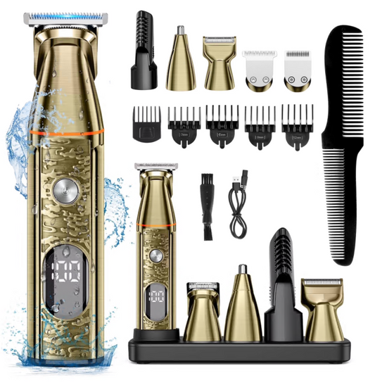 Hair Clippers, 5 IN 1 Cordless Electric Nose Ear Beard Trimmer Facial Body Shaver, Rechargeable Men's Haircut & Grooming Kit with LED Display for Father Husband Boyfriend