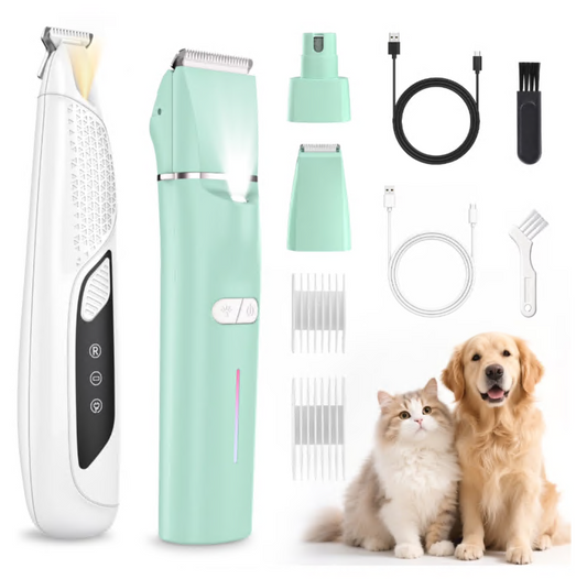 Dog Grooming Kit, Dog Clippers for Grooming for Thick Curly Coats, Professional Pet Hair Shaver Paw Trimmer Cordless Rechargeable Low Noise for Dogs Cats Animals Face Ear