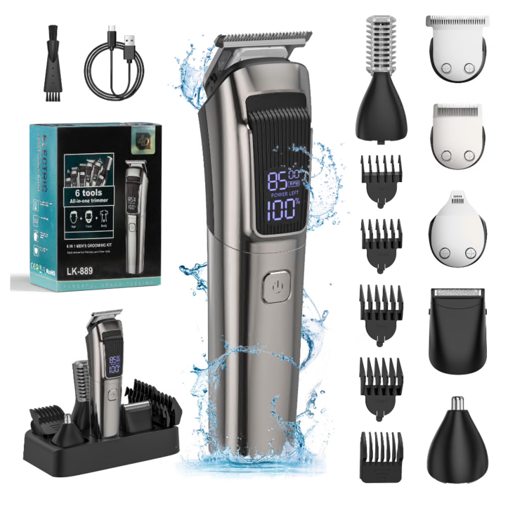 Beard Trimmer for Men, Electric Razor Shavers for Men, Cordless Rechargeable Waterproof Grooming Kit for Shaving Face, Mustache Nose Body Hair Trimmer Clipper, LED Display, Gifts for Him