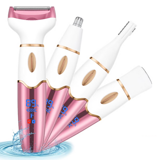 4 in 1 Women Electric Shaver Rechargeable Waterproof Razor Painless Epilator Body Hair Remover Nose Hair Beard Bikini Trimmer