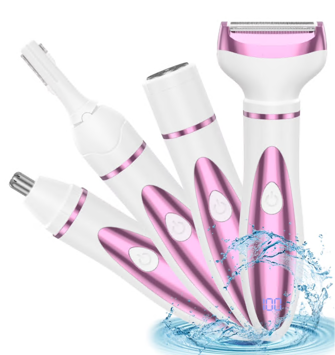 4 in 1 Women Electric Shaver Rechargeable Waterproof Razor Painless Epilator Body Hair Remover Nose Hair Beard Bikini Trimmer