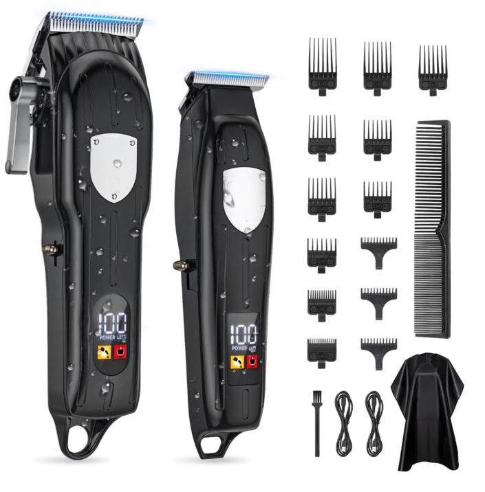 Hair Clippers, Professional Beard Trimmer Set, Cordless Barber Clippers Hair Cutting Kit & Zero Gap T-Blade Trimmer Combo with LED Display, 13 Premium Guards for Men Women Husband Father Gifts