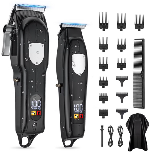 Hair Clippers, Professional Beard Trimmer Set, Cordless Barber Clippers Hair Cutting Kit & Zero Gap T-Blade Trimmer Combo with LED Display, 13 Premium Guards for Men Women Husband Father Gifts