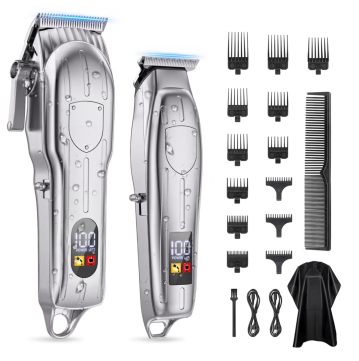 Electric Beard Trimmers Kit, 13 Piece Unisex Hair Clipper Set with Easy-Clean Motor