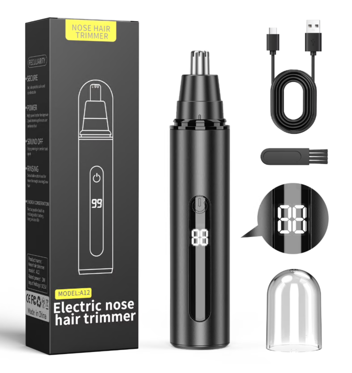 Nose Hair Trimmer for Men, 2025 Painless USB Rechargeable Nose Hair Trimmer, Ear and Nose Hair Trimmer for Men, Professional Facial Hair Trimmer with Waterproof Dual Edge Blades