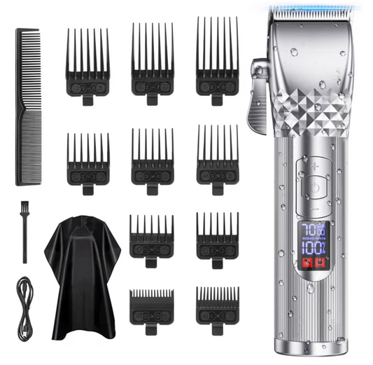 Hair Clippers, 7000 RPM Beard Trimmer for Men, Rechargeable Cordless Electric Razor Shaver, All in One Men's Grooming Kit with LED Display & 10 Guide Combs, Gifts for Husband Father Boyfriend