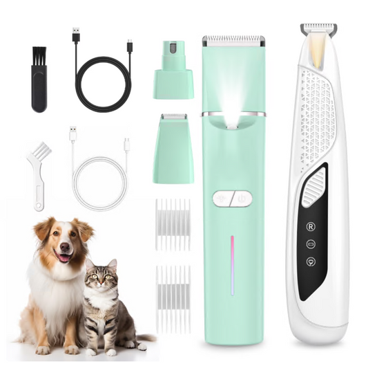 Dog Clippers for Grooming for Heavy Thick Hair Coats, Low Noise Hair Trimmer, Rechargeable Cordless Pet Shaver, Dog Grooming Kit with Paw Trimmer Nail Grinder for Small Large Dogs