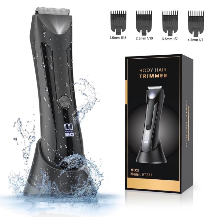 Body Hair Trimmer, 4-in-1 Unisex Cordless Battery Body Groomer, 5 Piece Kit