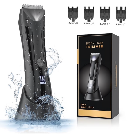 Body Hair Trimmer, 4-in-1 Unisex Cordless Battery Body Groomer, 5 Piece Kit
