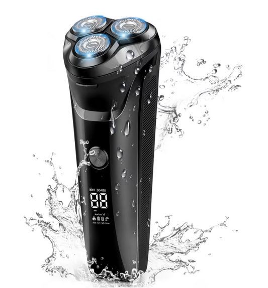Men's Electric Razor, 2 in 1 4D Electric Rotary Shaver Cordless Rechargeable Face Beard Trimmer IPX7 Waterproof Dry/Wet, W/ LED Display & Holder for Husband Dad Travel