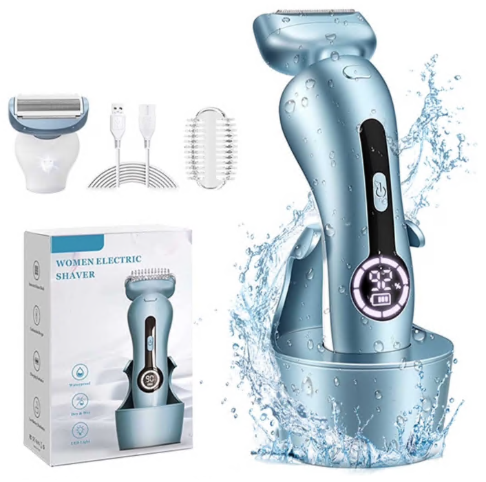 Electric Razor for Women, Painless Womens Electric Shaver, Low Noise Bikini Trimmer Body Hair Removal Rechargeable Wet/Dry Cordless Epilator