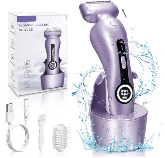 Electric Razor for Women, Womens Electric Shaver Low Noise Bikini Trimmer Body Hair Removal for Legs Arm Underarms USB Rechargeable Wet Dry Painless Cordless Epilator with LCD Display & LED Light