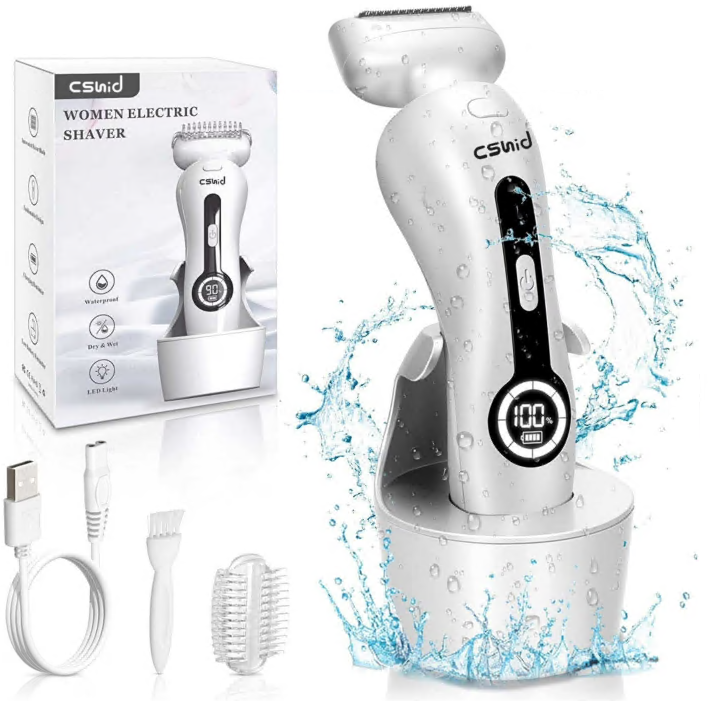 Electric Razor for Women, Painless Womens Electric Shaver, Low Noise Bikini Body Trimmer Rechargeable Wet/Dry Cordless Epilator