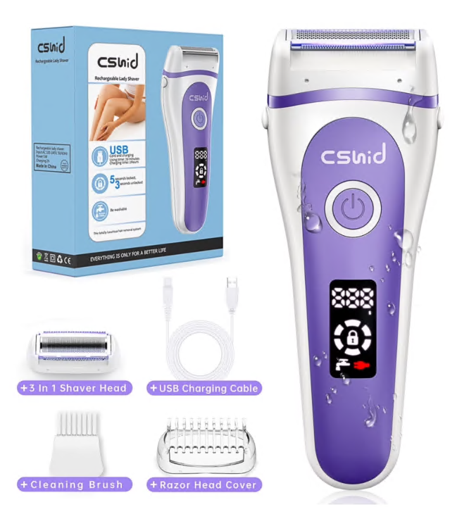 3 IN 1 Womens Electric Razor, Painless Lady Shaver Waterproof Wet & Dry Low Noise Body Hair Remover Epilator Bikini Trimmer Grooming