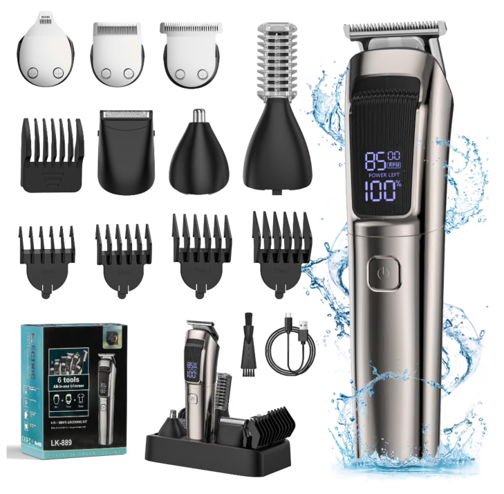 Beard Trimmer for Men, Electric Razor Shavers for Men, Cordless Rechargeable Waterproof Grooming Kit for Shaving Face, Mustache Nose Body Hair Trimmer Clipper, LED Display, Gifts for Him