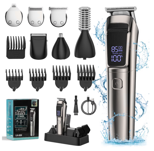 Beard Trimmer for Men, Electric Razor Shavers for Men, Cordless Rechargeable Waterproof Grooming Kit for Shaving Face, Mustache Nose Body Hair Trimmer Clipper, LED Display, Gifts for Him