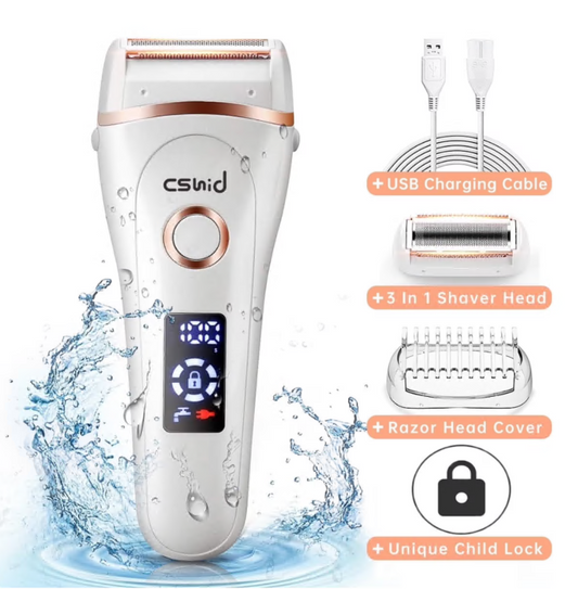 3 IN 1 Womens Electric Razor, Painless Lady Shaver Waterproof Wet & Dry Low Noise Body Hair Remover Epilator Bikini Trimmer Grooming