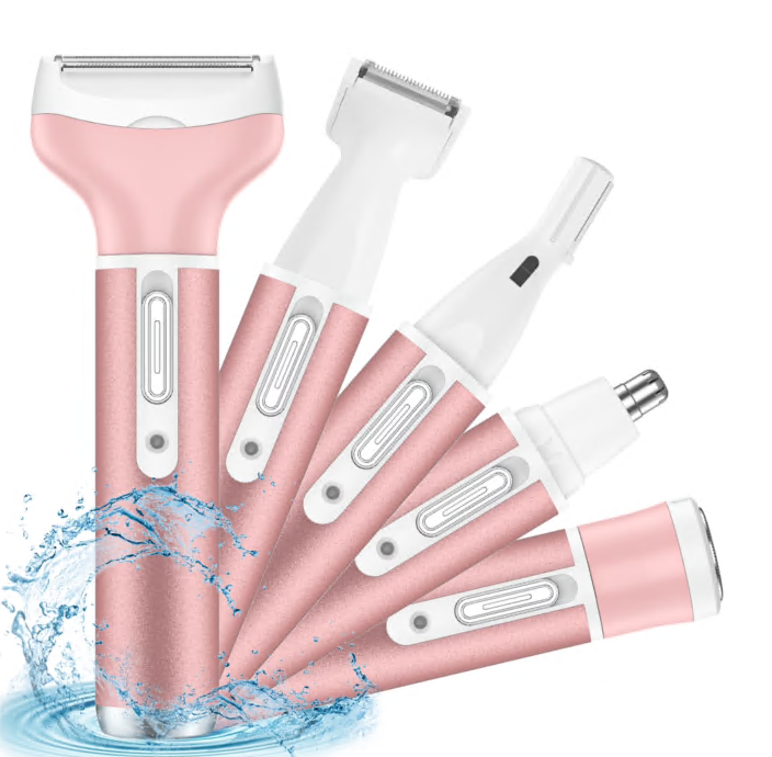 5 in 1 Women Electric Shaver Rechargeable Waterproof Razor Painless Epilator Body Hair Remover Nose Hair Beard Bikini Trimmer