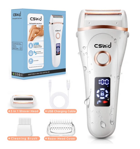 Women Electric Shaver, 3 in 1 Painless Lady Razor Waterproof Wet & Dry, USB Rechargeable Low Noise Body Hair Remover Epilator Bikini Trimmer Grooming Kit