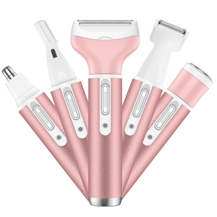 Electric Shaver for Women, 5 in 1 Rechargeable Razor Waterproof Painless Epilator Nose Hair Removal Remover Facial Body Bikini