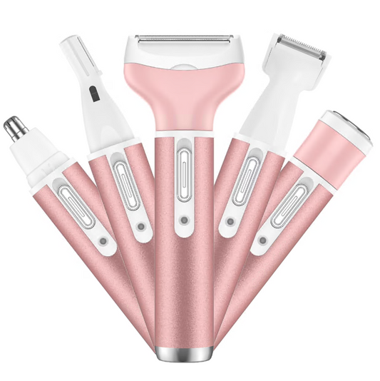 Electric Shaver for Women, 5 in 1 Rechargeable Razor Waterproof Painless Epilator Nose Hair Removal Remover Facial Body Bikini