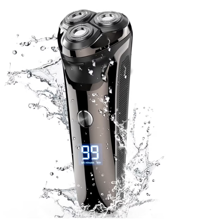 Men's Electric Razor, 2 in 1 4D Electric Rotary Shaver Cordless Rechargeable Mustache Face Beard Trimmer IPX7 Waterproof Dry/Wet, W/ LED Display & Holder for Husband Dad Travel