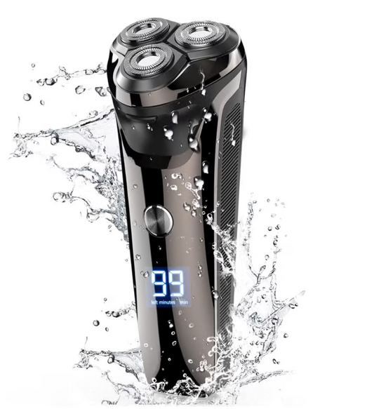 Men's Electric Razor, 2 in 1 4D Electric Rotary Shaver Cordless Rechargeable Mustache Face Beard Trimmer IPX7 Waterproof Dry/Wet, W/ LED Display & Holder for Husband Dad Travel