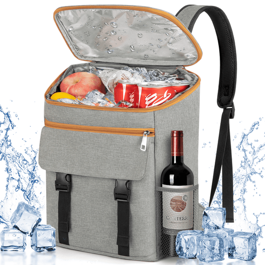 CSD01ICBP0000GY Camping Cooler Backpack 35 Can, Large Capacity Cooler Bag W/ Insulated Compartments Thermal Pocket, Leakproof & Lightweight Travel Cooler Bag, Waterproof Picnic Camping Beach Bag, Cooler Ice Chest