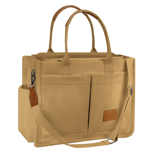 CSD02UPTB0000BN Canvas Tote Bag for Women With Side Pockets, Laptop Work Crossbody Everyday Satchel, Purses Shoulder Tote Bag Everyday Satchel Handbags Messenger for Travel Nurse College Gift