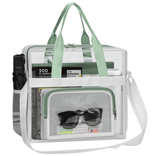 CSD46HBCB0000GE Clear Bag Stadium Approved 12x12x6, Clear Tote Bag with Reinforced Strap, 2 Side Pockets and Front Pocket, Transparent Tote Lunch Bag for Work, Sports Games Concerts Travel Security Festival