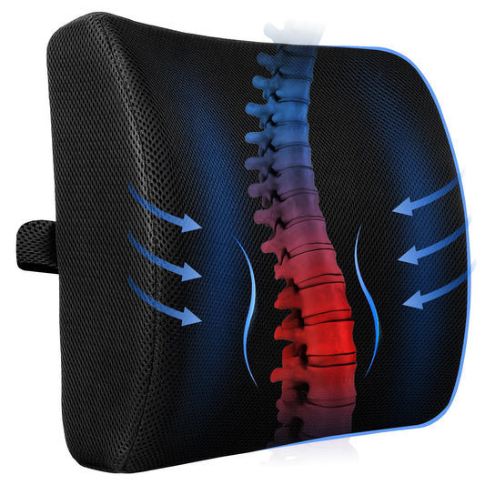 CSD42ELSP0000BK Comfort Lumbar Support Pillow for Office Chair, Memory Foam Back Support Lumbar Pillow with Adjustable Straps for Car, Gaming, Office Chair, Lumbar Pillow Promotes Better Posture, Back Pain Relief