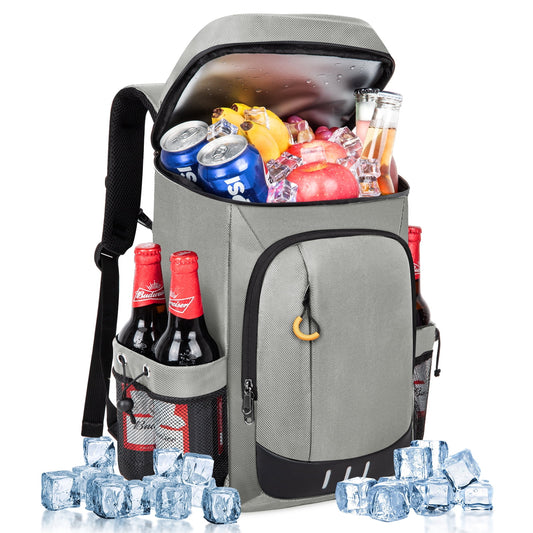 CSD02ICBP2610GY Cooler Backpack Soft Insulated Leak Proof 40 Cans Insulated Backpack Cooler Portable Picnic Camping Beach Hiking BBQ Lunch Backpack for Men and Women, Gray