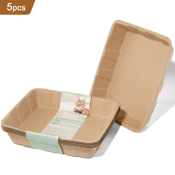 CSD06DCLB0000BE6PCS Disposable Cat Litter Trays (Pack of 5) - Cardboard Liner Tray for Cats Made of 100% Paper - Use Alone or As Box Liners - 15.9" x 11.8"