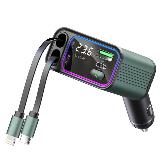 CSD02RTCCGC08BGR  Retractable Car Charger with LED Light