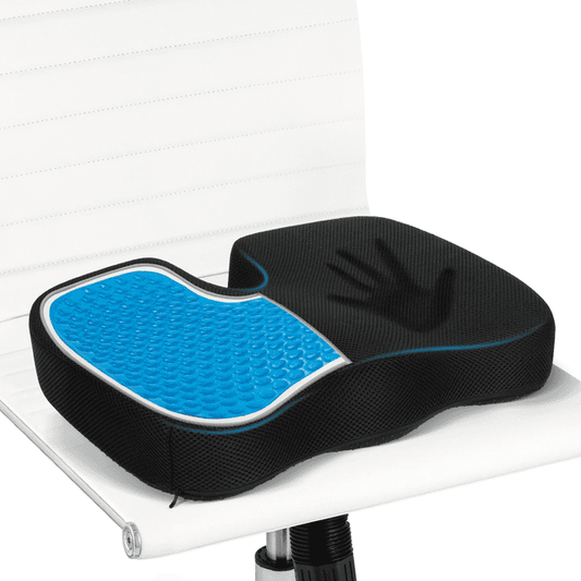 CSD43SCOC0000BK Gel Enhanced Seat Cushion for Office Chair Car Seat, Airplane - Non-Slip Gel & Memory Foam Coccyx Cushion for Tailbone Pain - Desk Chair Car Seat Cushion Driving - Sciatica & Back Pain Relief (Black)